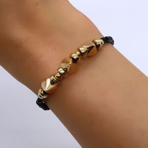 NWT Wool + Pepper Co. Black & Gold Spike Bracelet